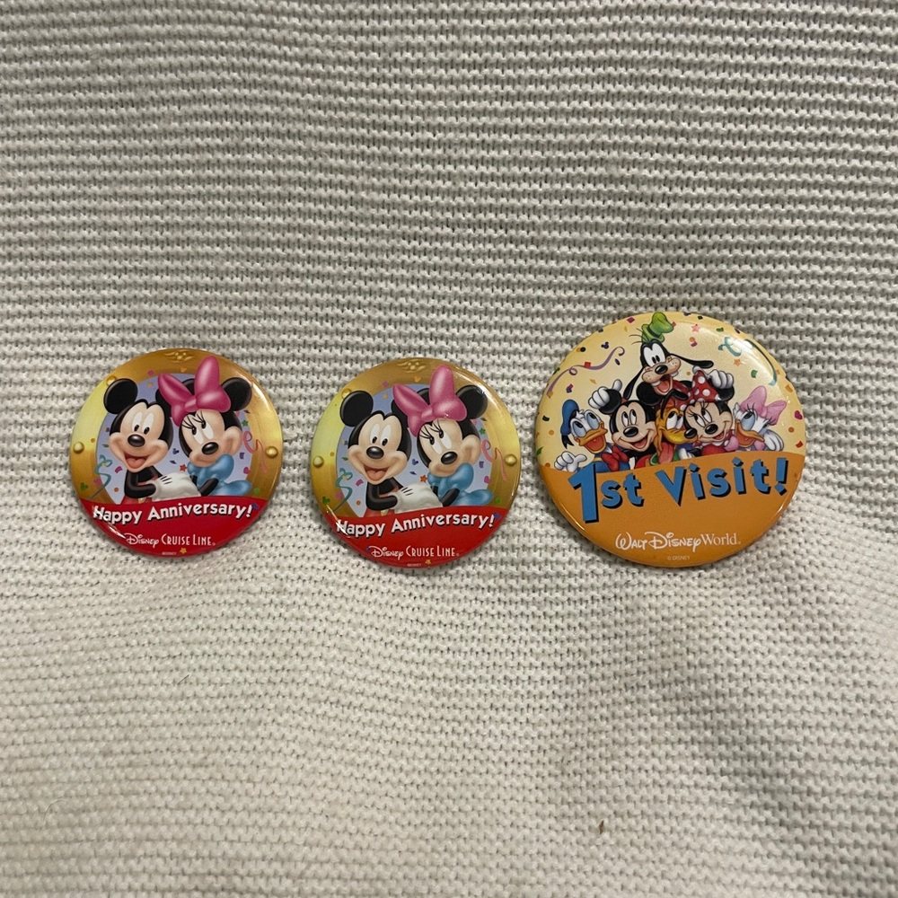 Disney Celebration Button Set Anniversary 1st Visit Vintage Cruise Line